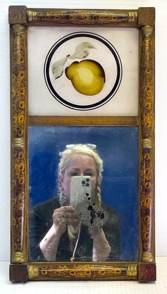 Early 19th-C. Federal Style Faux Tortoise Eglomise Trumeau Mirror