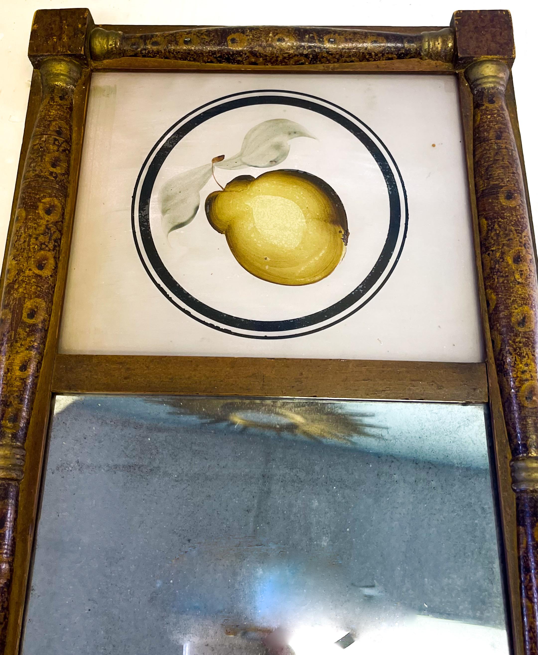 Début du XIXe siècle. Miroir Trumeau de style fédéral en fausse écaille de tortue émaillée Bon état - En vente à Kennesaw, GA
