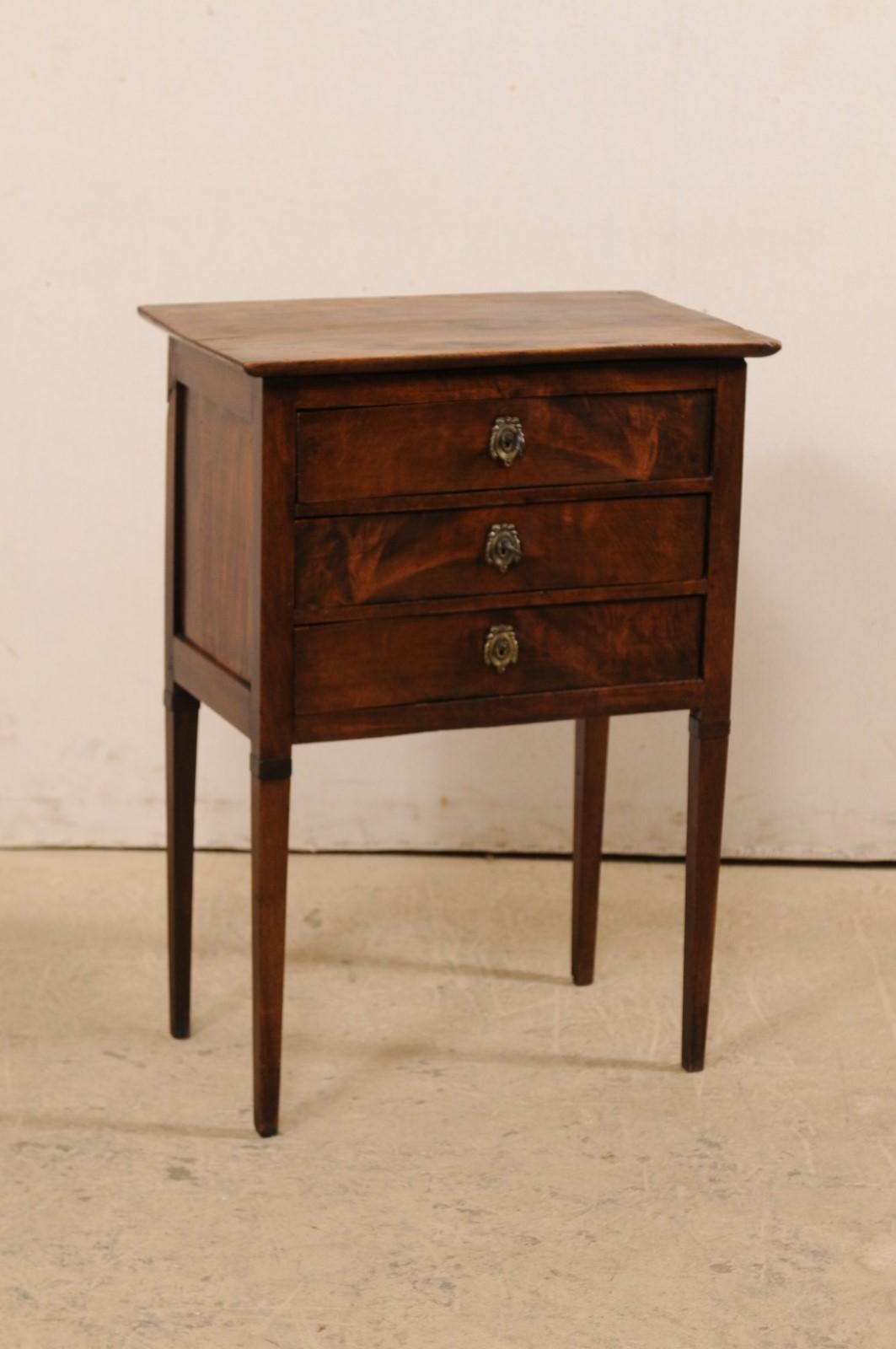 19th Century French 3-Drawer Side-Chest Nicely Raised on Tapering Squared Legs For Sale