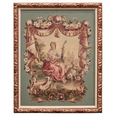 tapisserie d
Aubusson française du 19ème siècle Gouache sur papier dans un cadre sculpté et doré