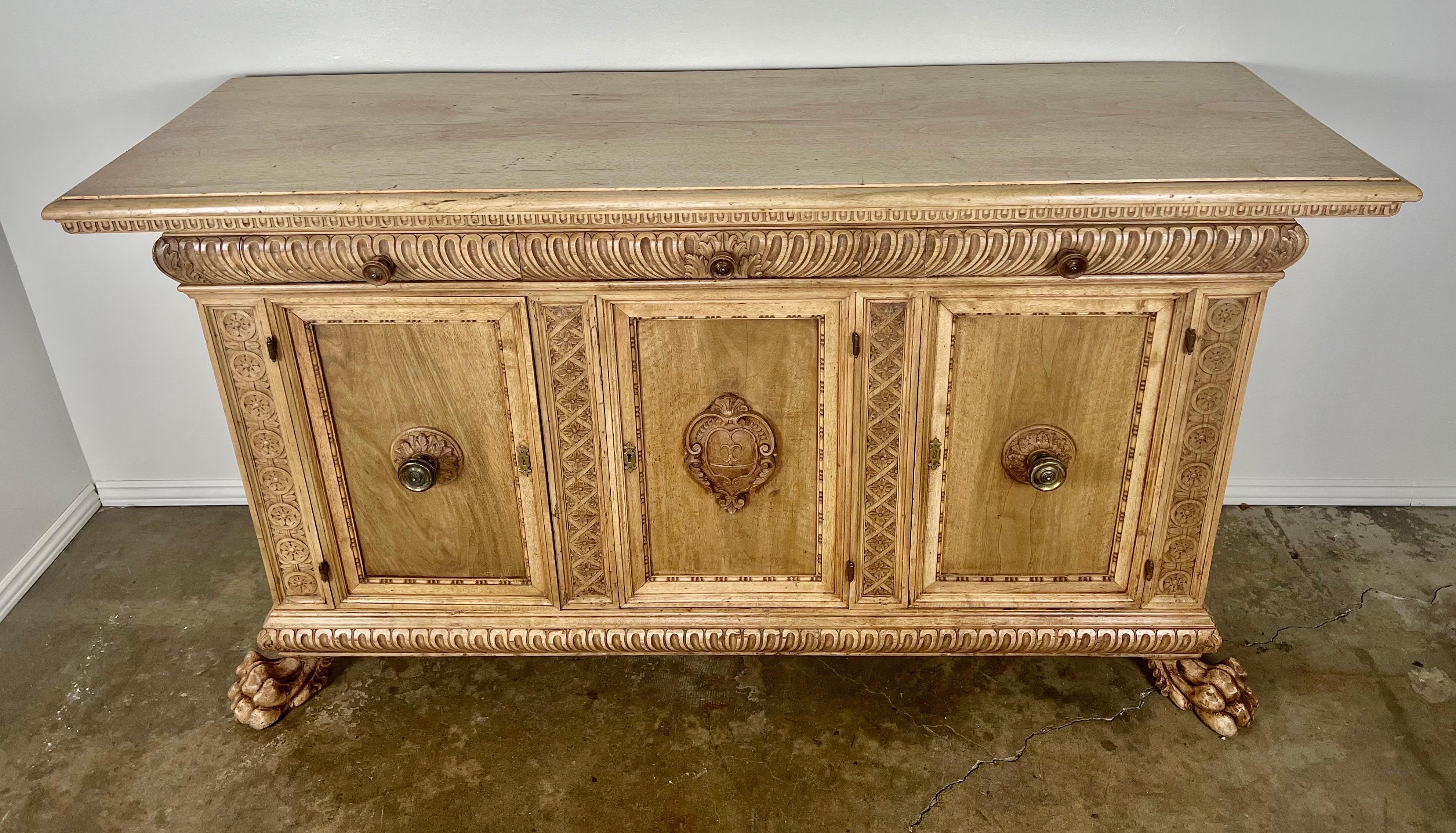 French Provincial Early 19th Century French Bleached Walnut Credenza For Sale