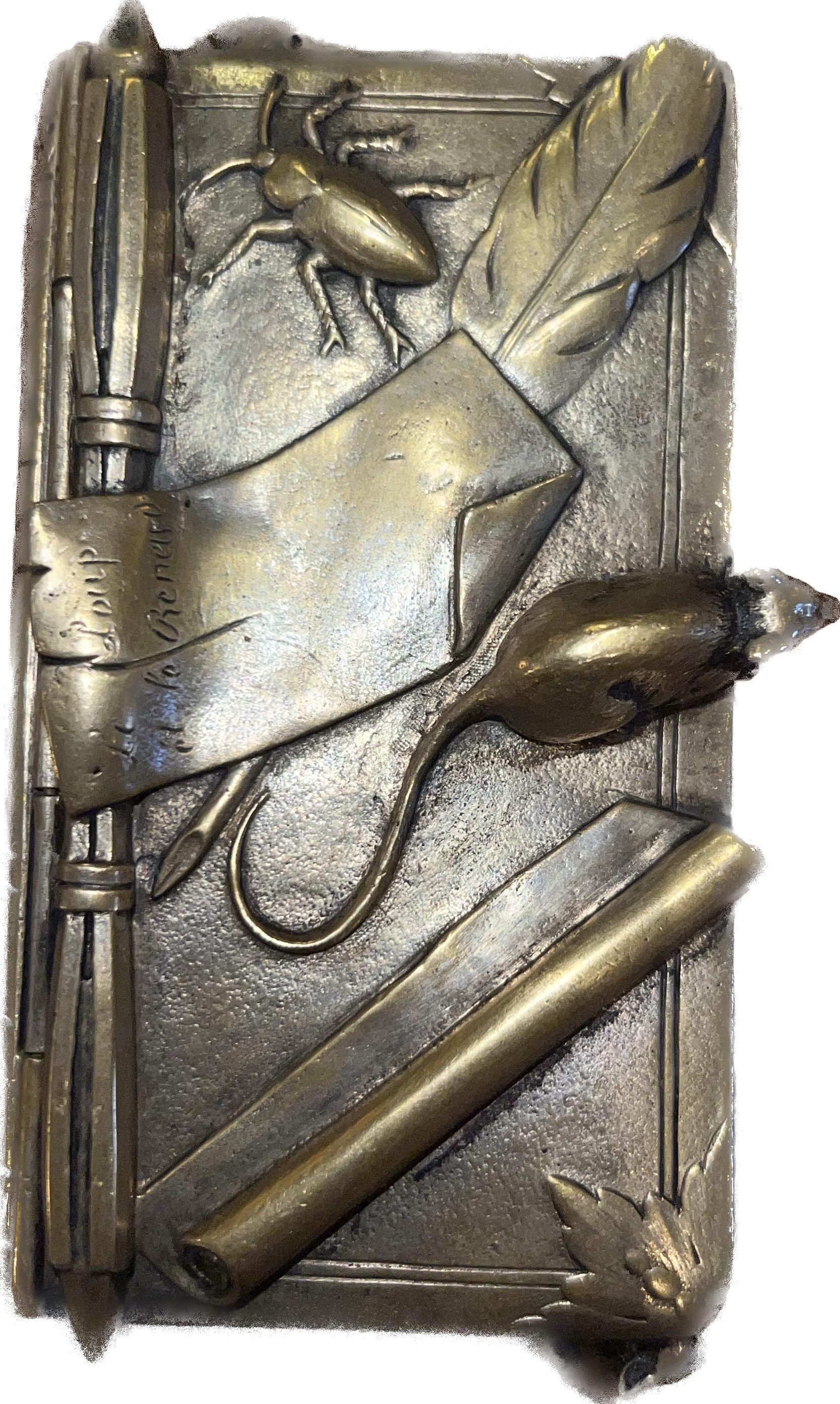 Hand-Carved Early 19th C. French Brass Matchbox Holder