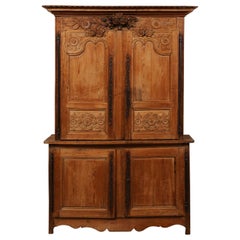 French Buffet à Deux-Corps Adorn with Beautifully Carved Florals