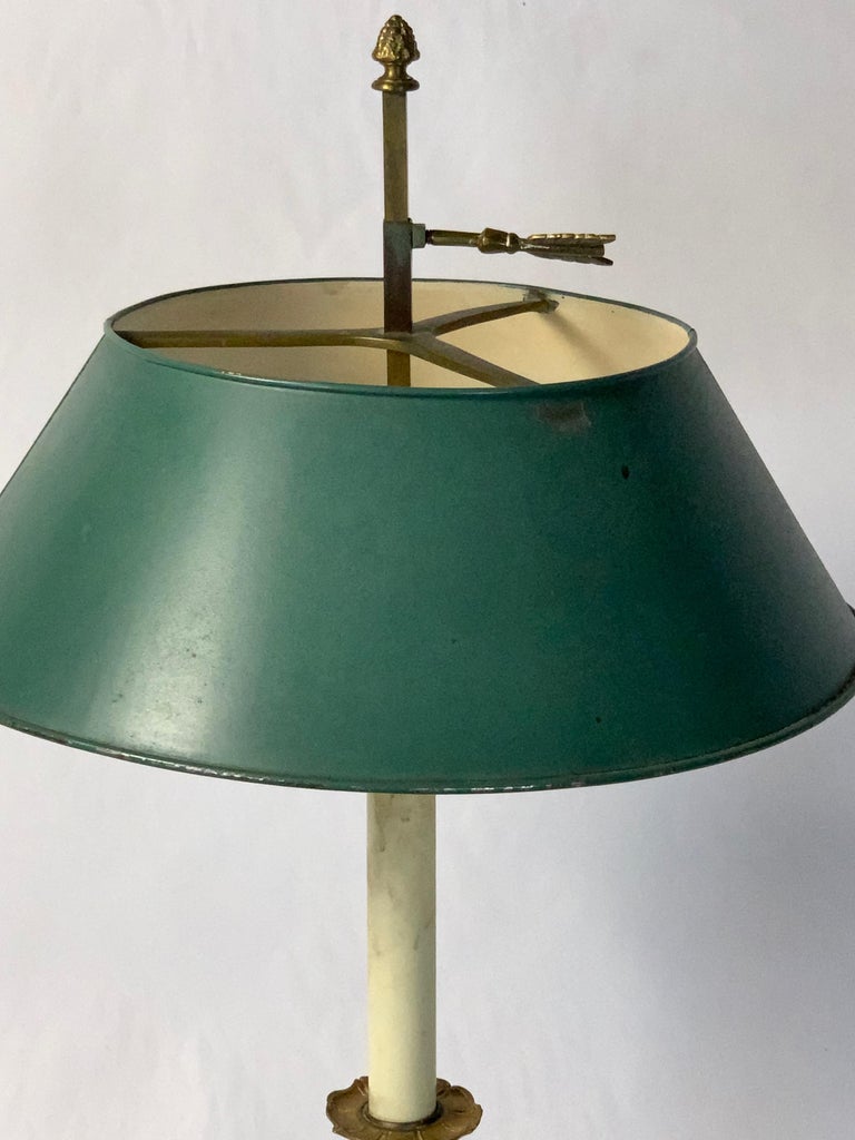 Early 19th Century French Candlestick Lamp with Tole Shade at 1stDibs