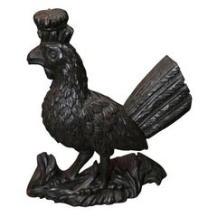 Antique Carved Bantam Wearing a Crown