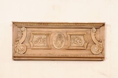 Early 19th C. French Carved-Wood "Warrioress" Wall Plaque, 4.5 Ft Wide