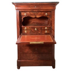 Early 19th c. French Empire Flame Mahogany Drop Front Secretary Desk