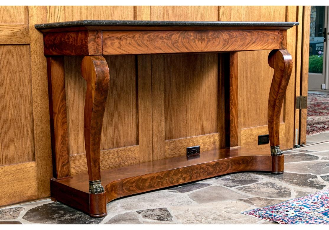 Early 19th C. French First Empire Mahogany And Belgian Marble Console In Fair Condition For Sale In Bridgeport, CT