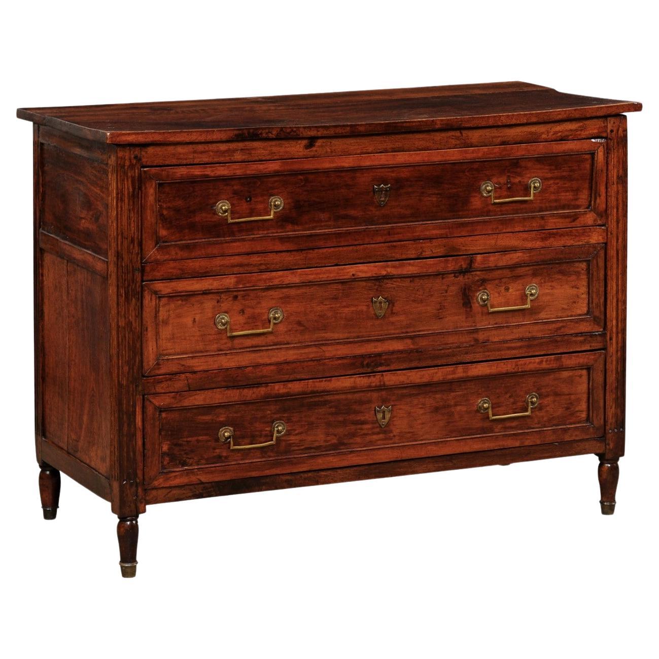 Early 19th C. French Fruitwood Chest Designed w/Clean Lines & Neoclassic Touches