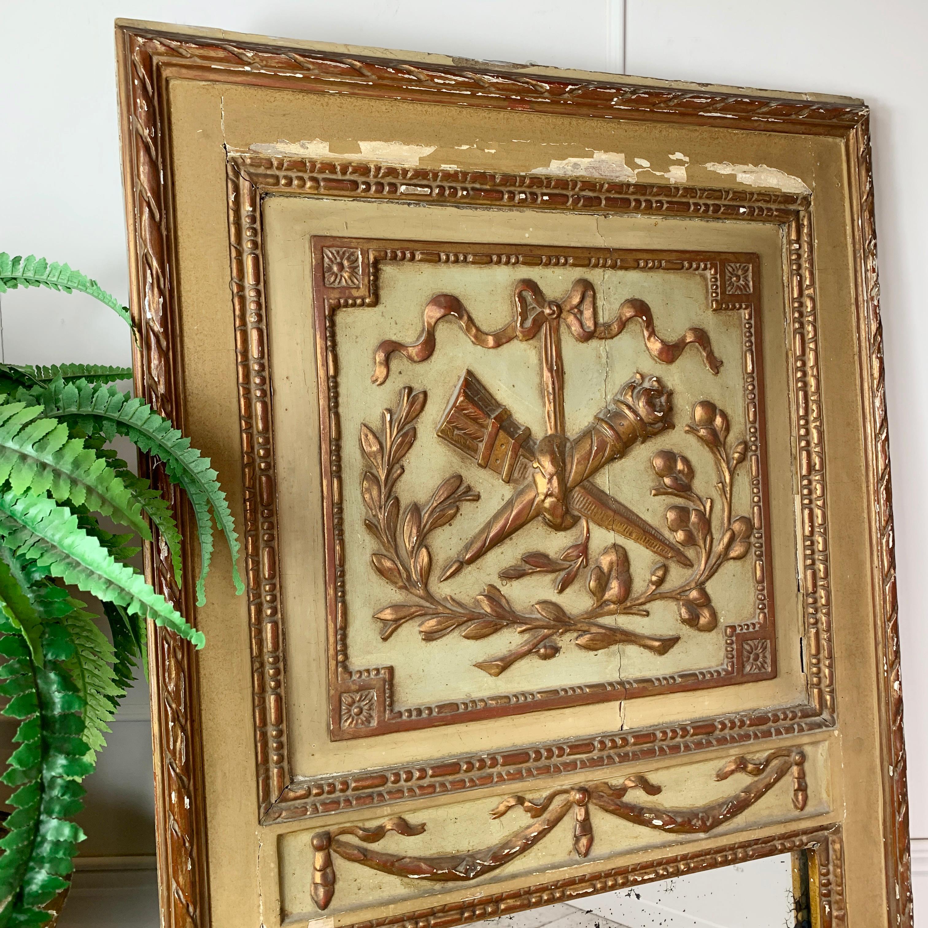 Early 19th C French Gold Trumeau Mirror In Good Condition For Sale In Hastings, GB