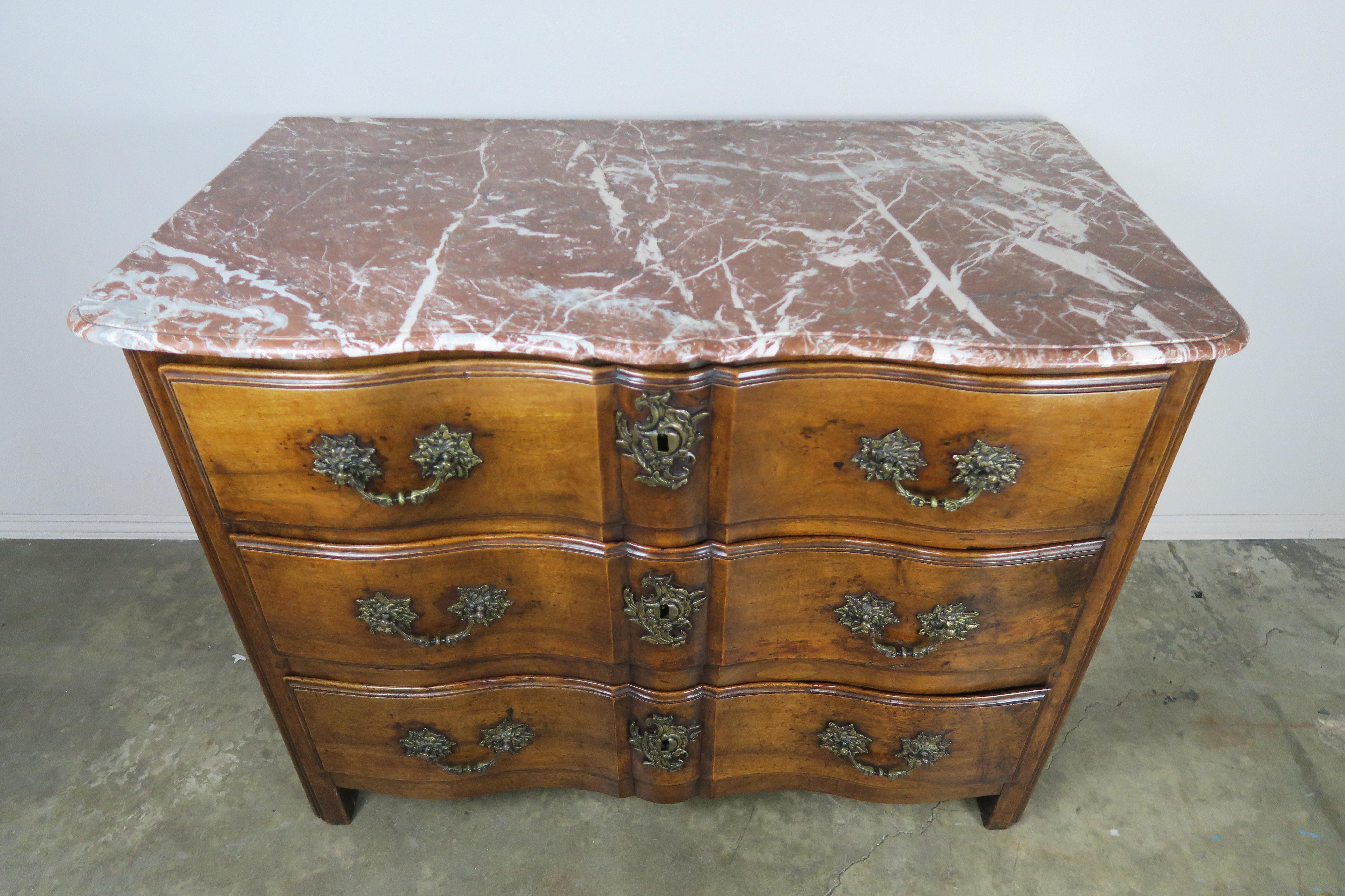 Early 19th Century French Louis XV Style Commode with Bronze Hardware In Distressed Condition In Los Angeles, CA