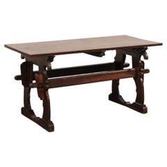 Early 19th C. French Oak Trestle Table, 5 Ft. Length