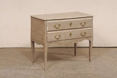 Early 19th c. French Raised 2-Drawer Commode w/Original Brass Hardware