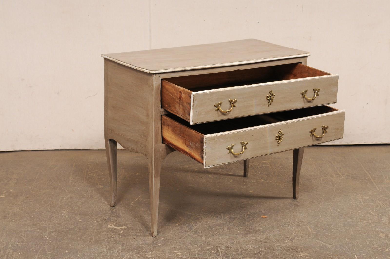 19th Century Early 19th c. French Raised 2-Drawer Commode w/Original Brass Hardware For Sale