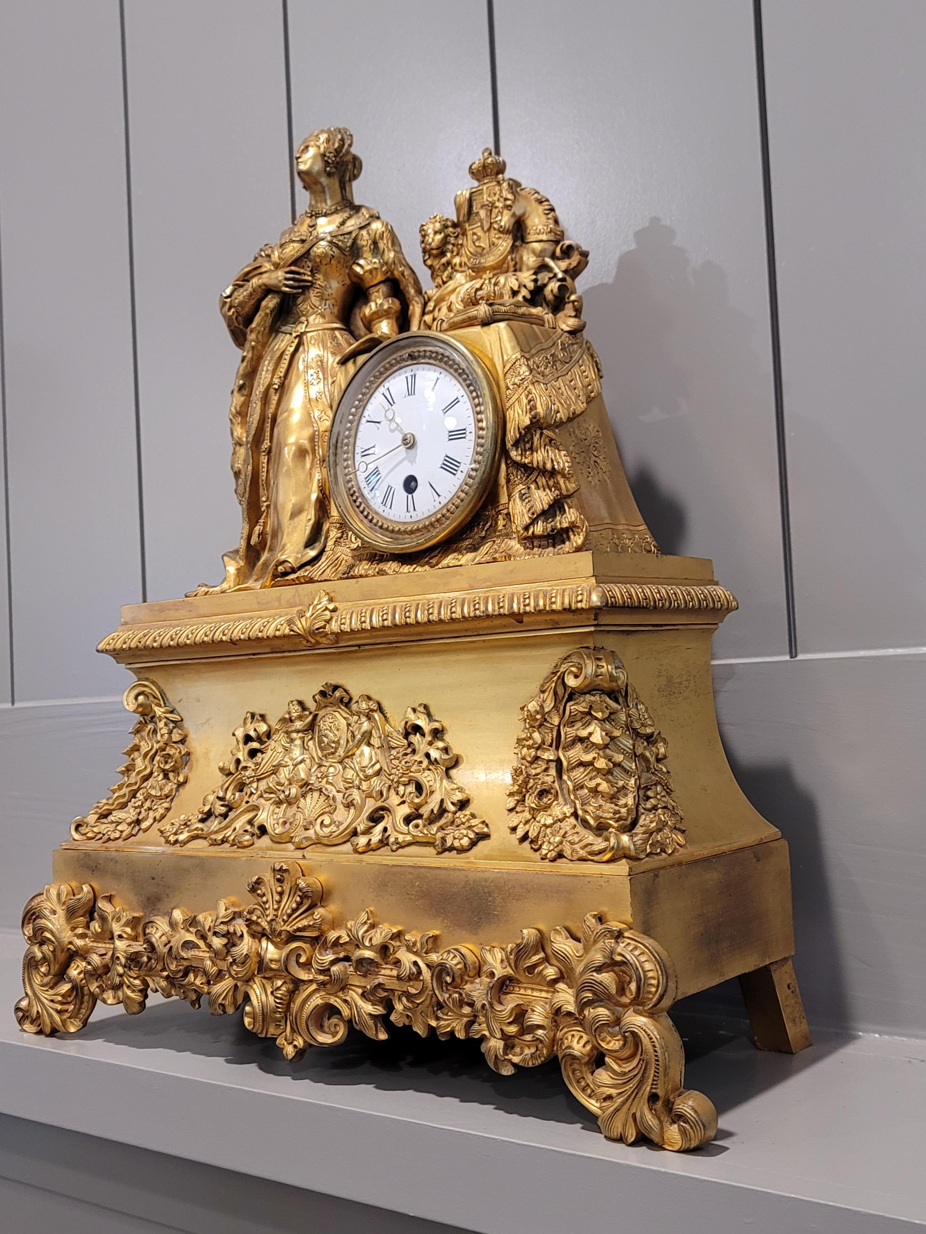 Early 19th C. French Restoration Period Gilt Bronze Ormolu Mantel Clock 12
