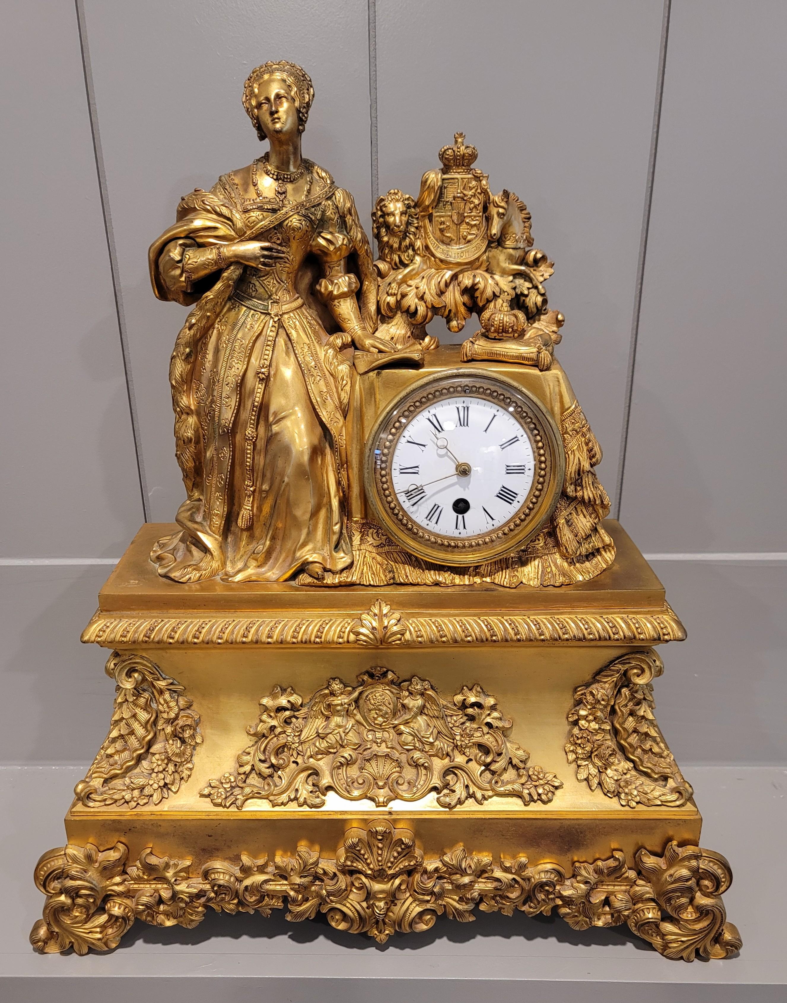 Restauration Early 19th C. French Restoration Period Gilt Bronze Ormolu Mantel Clock