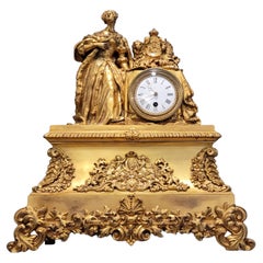 Early 19th C. French Restoration Period Gilt Bronze Ormolu Mantel Clock