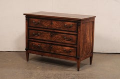 Early 19th C. French Three-Drawer Commode with Beautiful Veneer