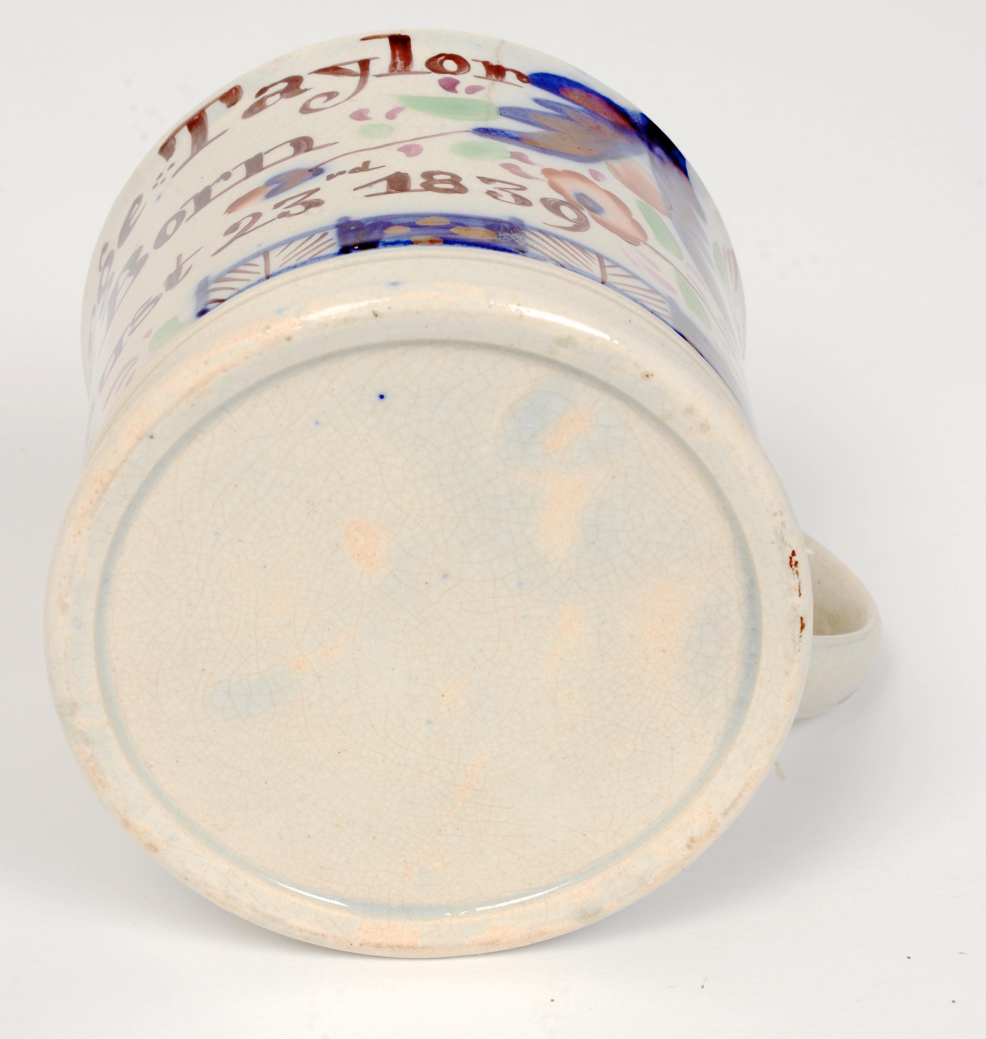 Poteries Début du 19e siècle A.I.C. Mug commémoratif d'anniversaire personnalisé 