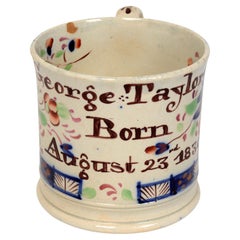 Taza conmemorativa de cumpleaños personalizada "George Taylor" de principios del siglo XIX Gaudy Welch