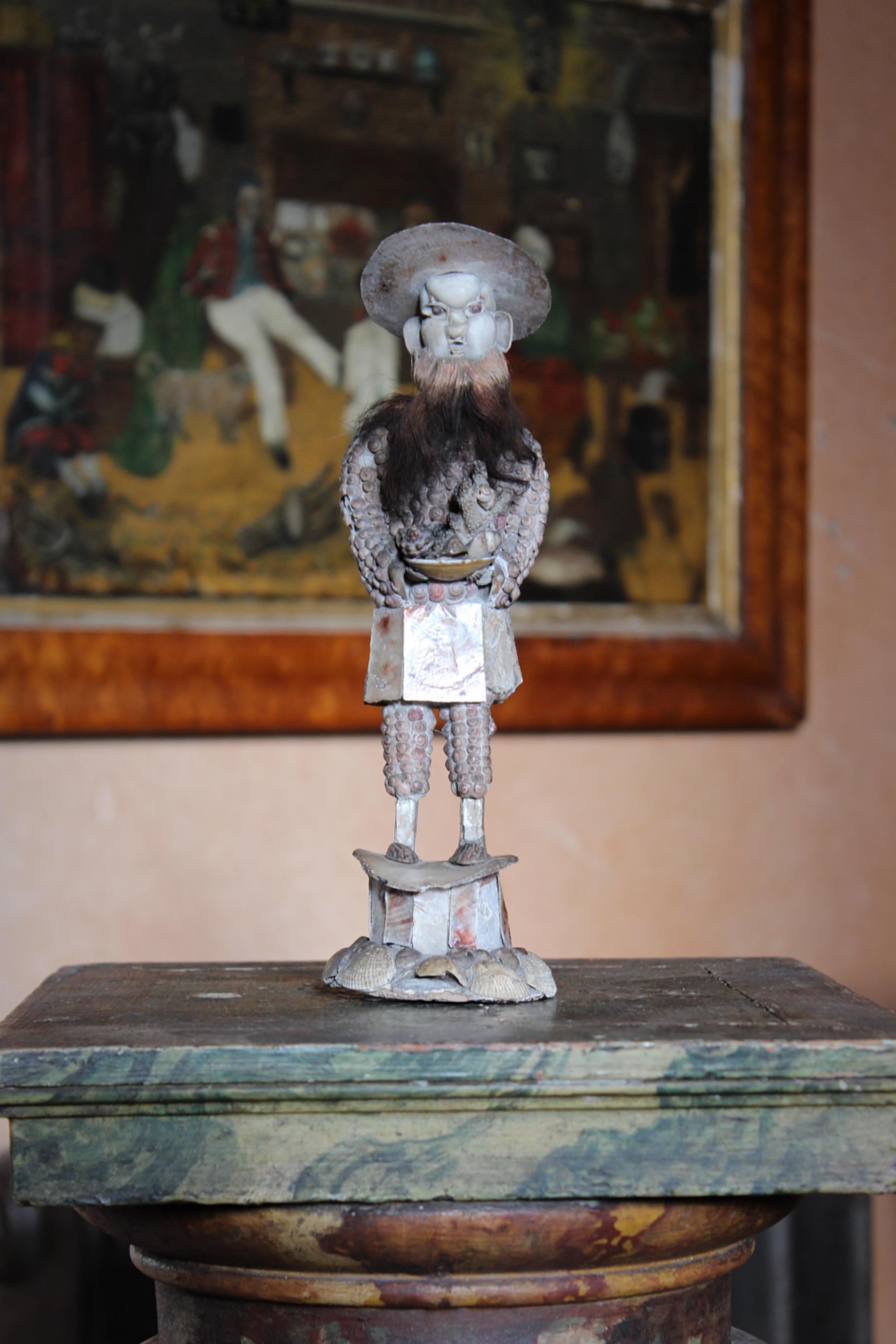 Early 19th C George III Folk Art Shell Work China Man Sailor Maritime Naval  For Sale 5