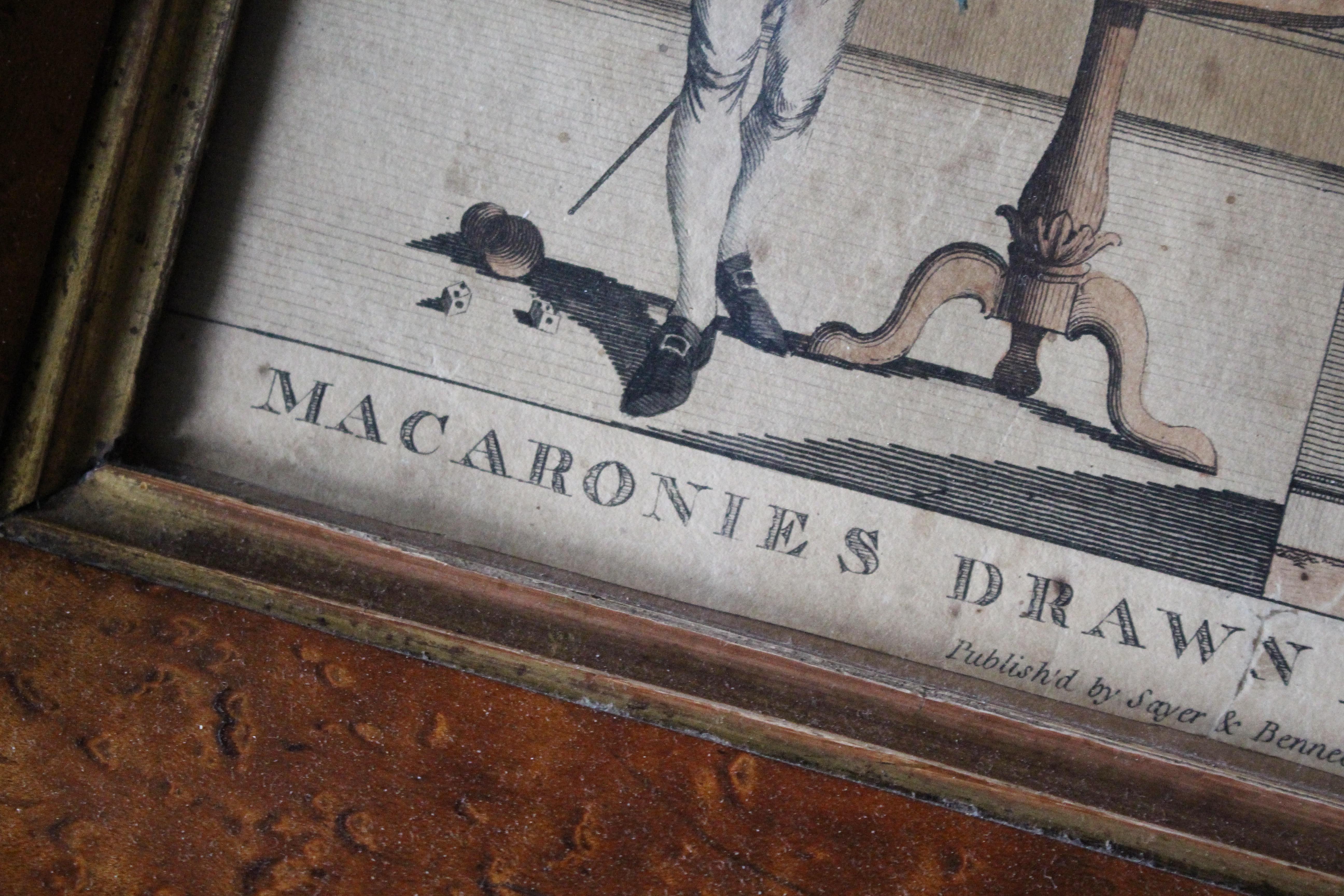 19th Century Early 19th C Hand Coloured Satire Etching Macaronies Drawn After the Life Curio For Sale
