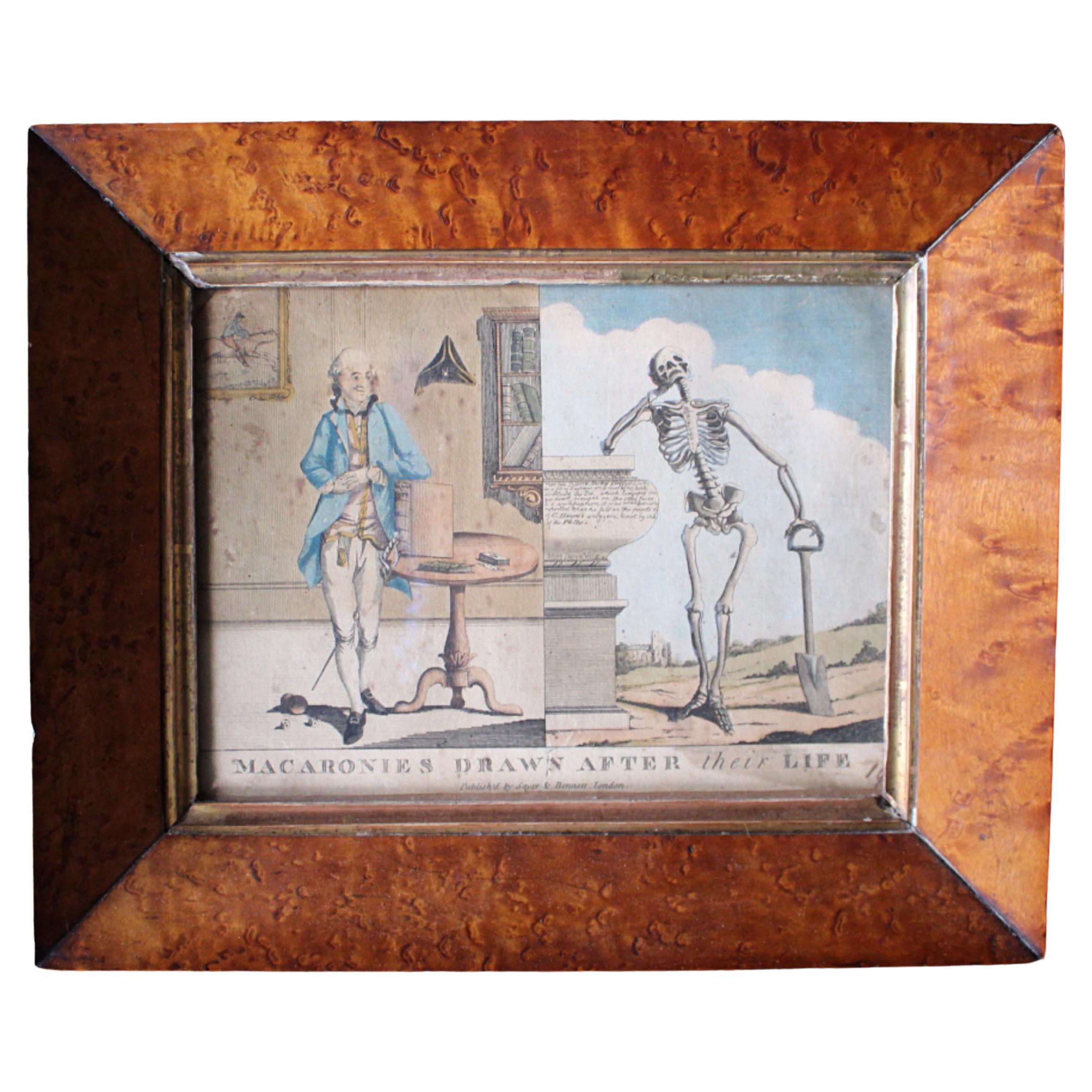 Early 19th C Hand Coloured Satire Etching Macaronies Drawn After the Life Curio For Sale