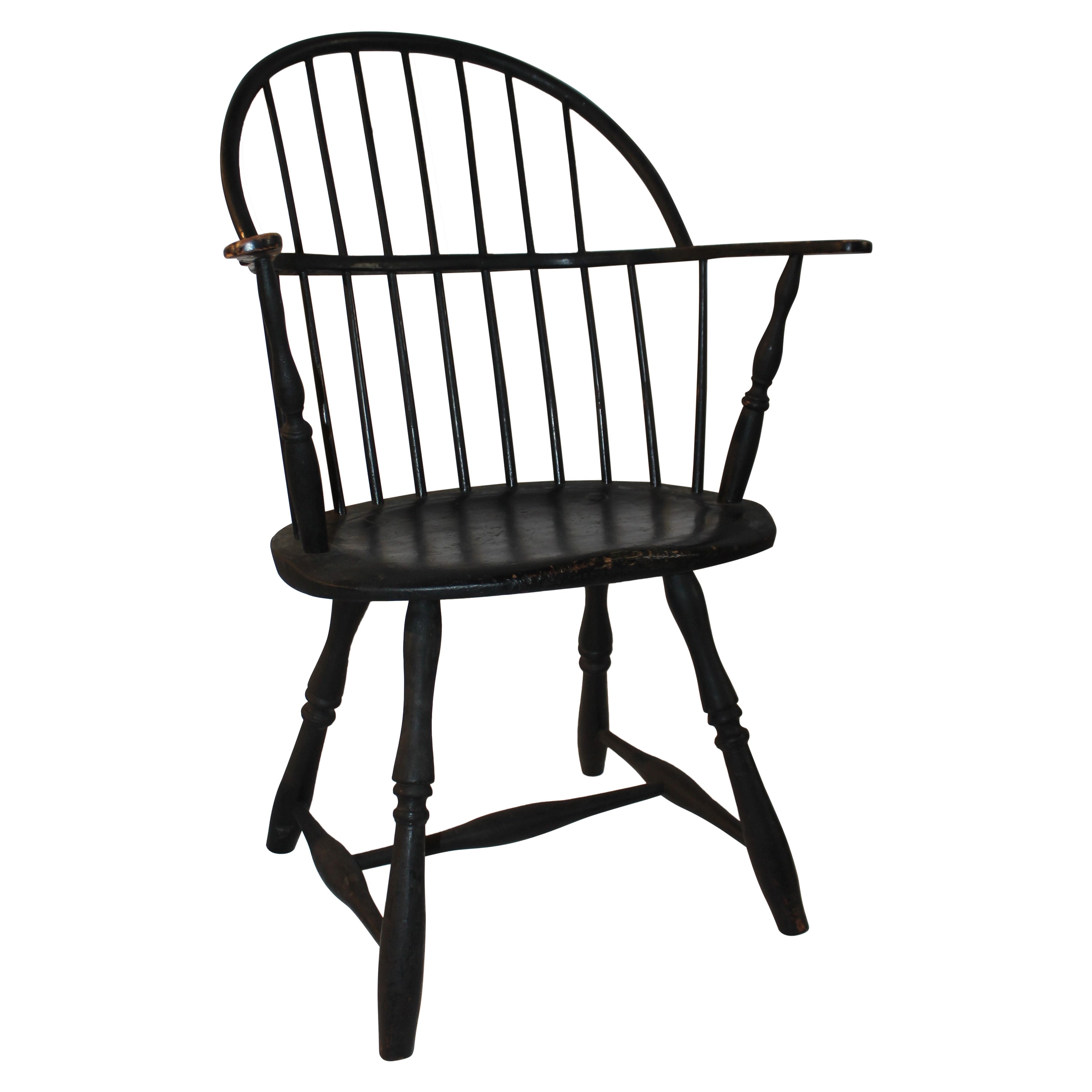 Windsor con schienale a cerchio dell'inizio del XIX secolo con vernice nera originale in vendita