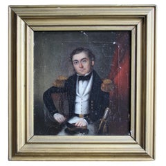 Antique Early 19th C Irish Provincial School Naval Officer Lieutenant Henry Anderson