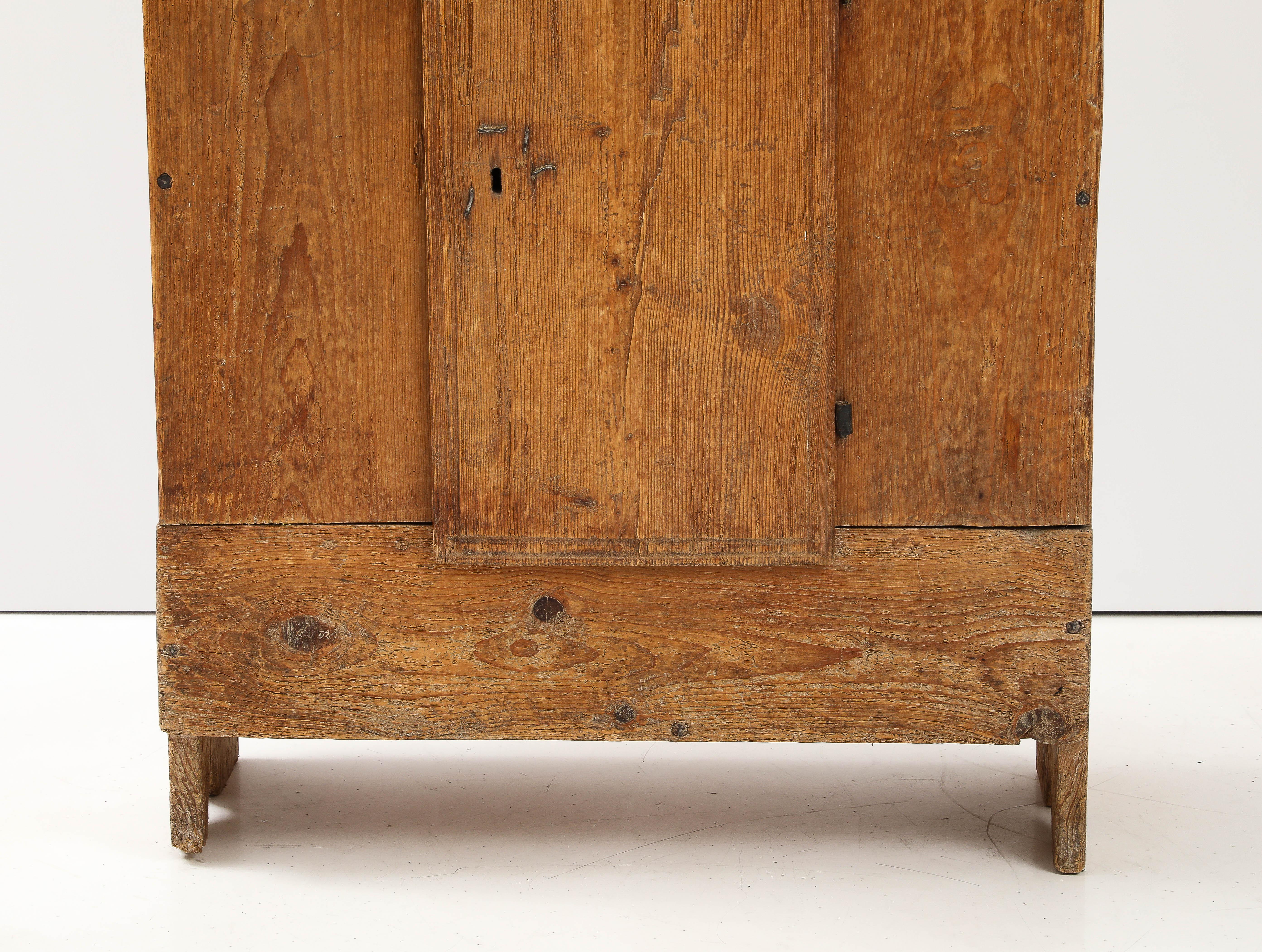 Hand-Carved Early 19th C. Italian Alpine Cupboard, marked '1818' For Sale
