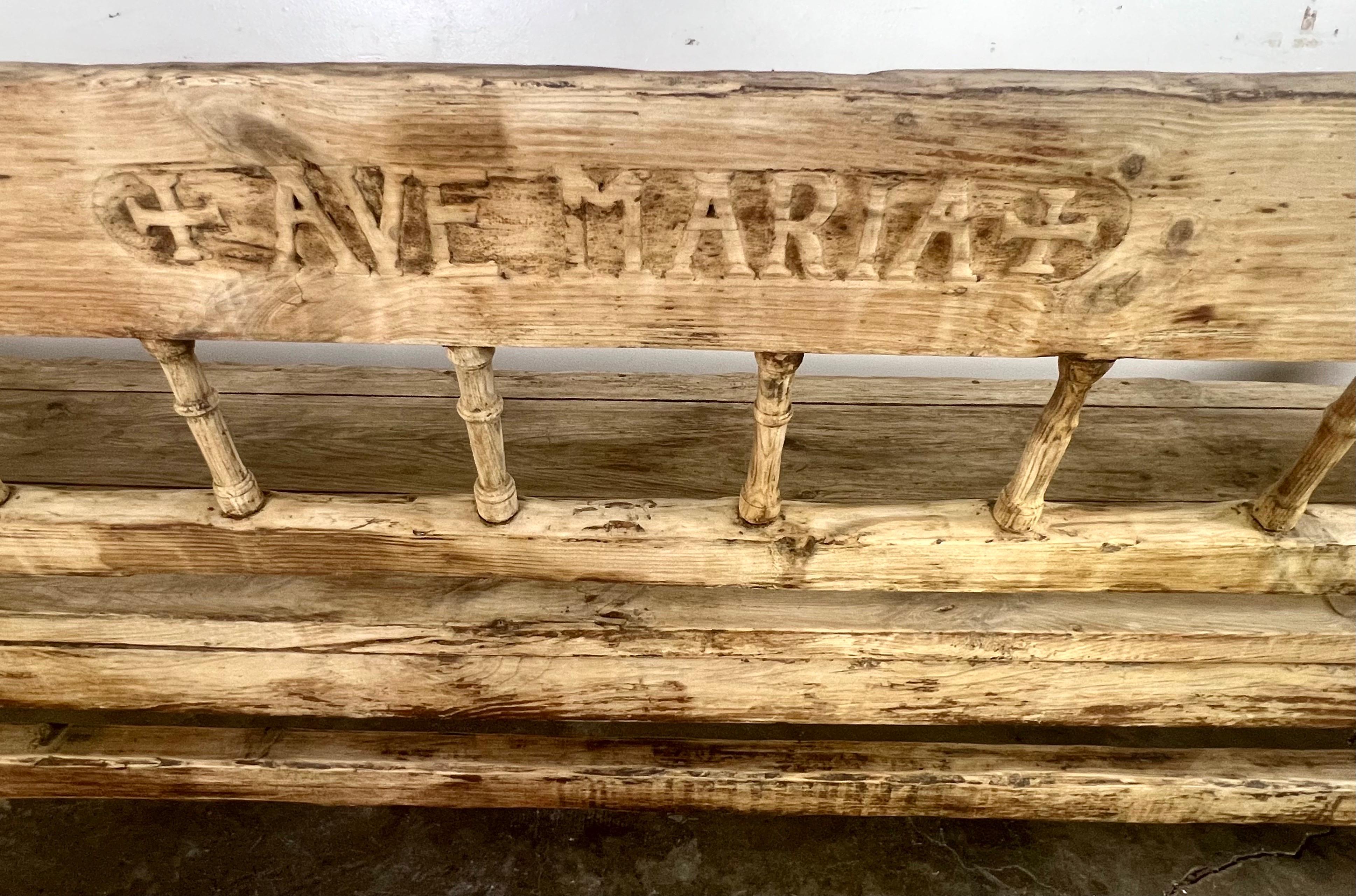 Early 19th C. Italian Carved Rustic Bench 