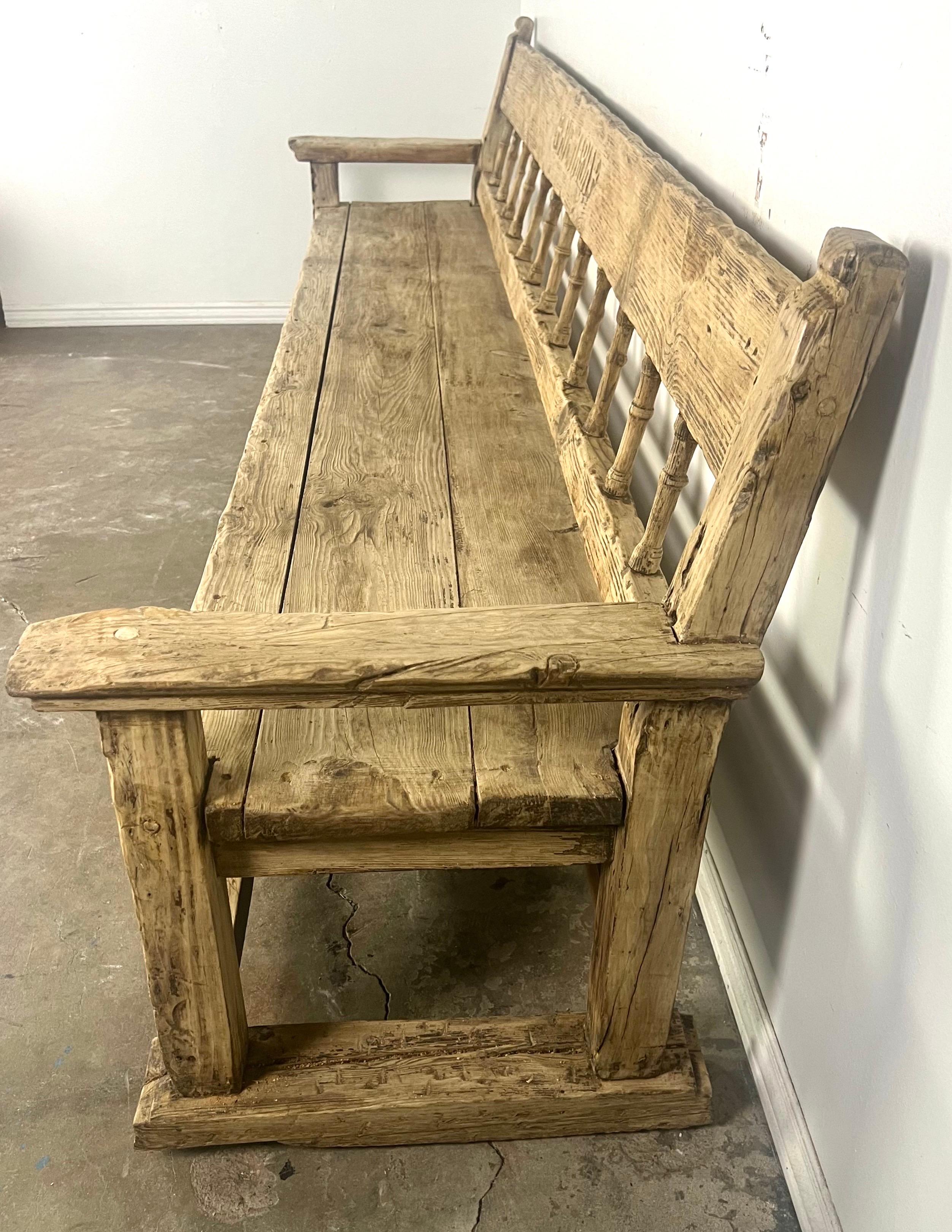 Early 19th C. Italian Carved Rustic Bench 