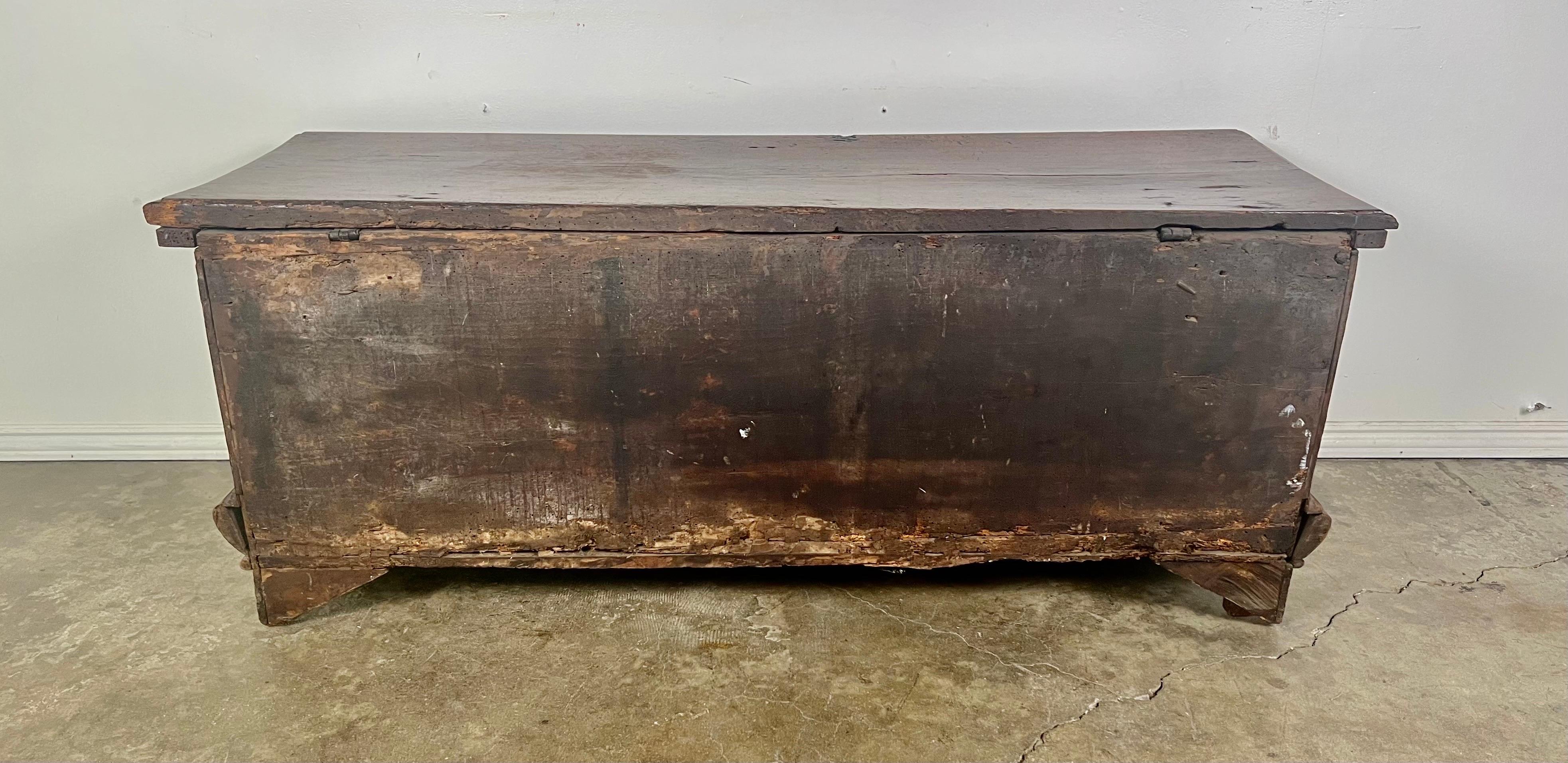 Early 19th C. Italian Carved Walnut Chest For Sale 9