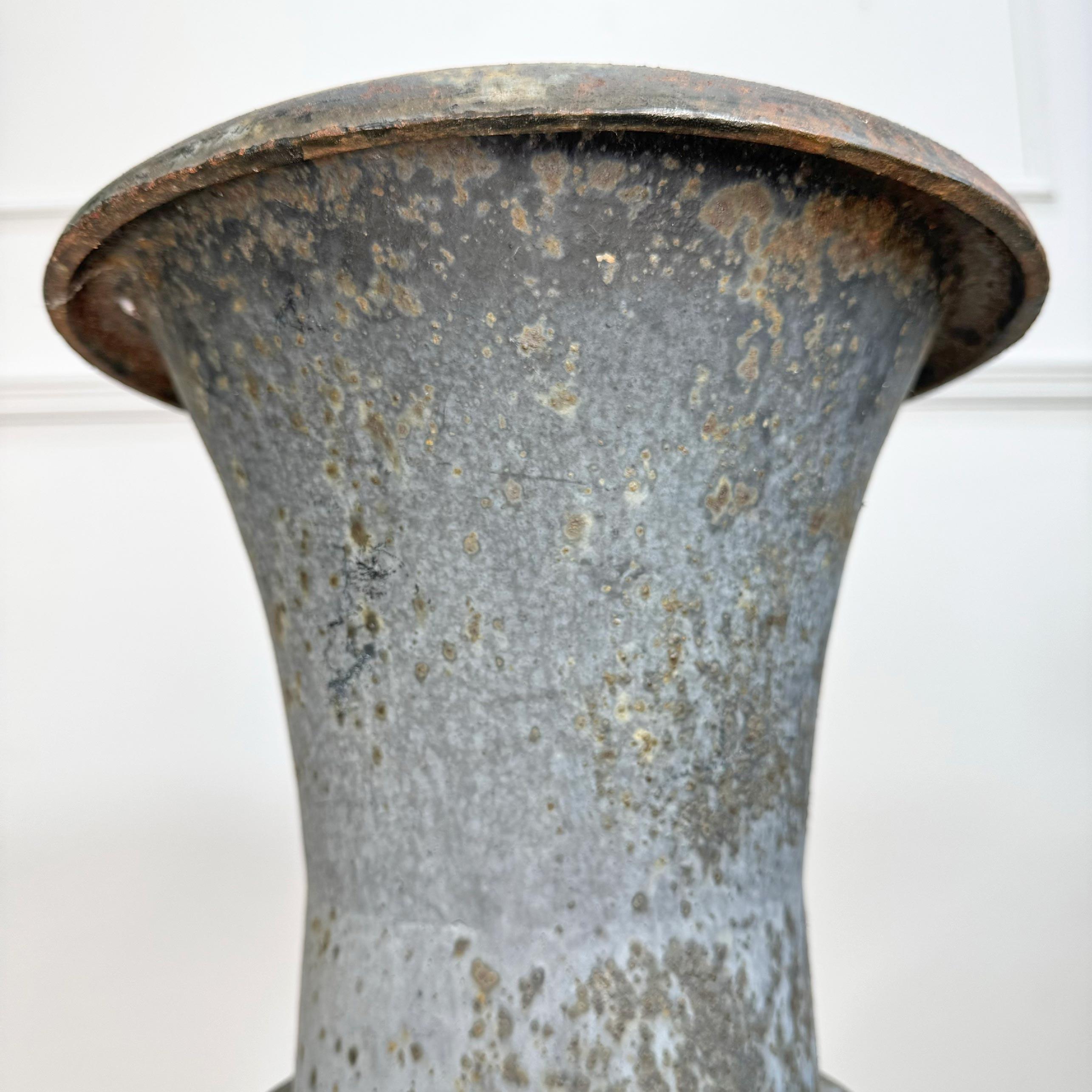 Regency Early 19th C Italian Cast Iron Campana Urn on Plinth