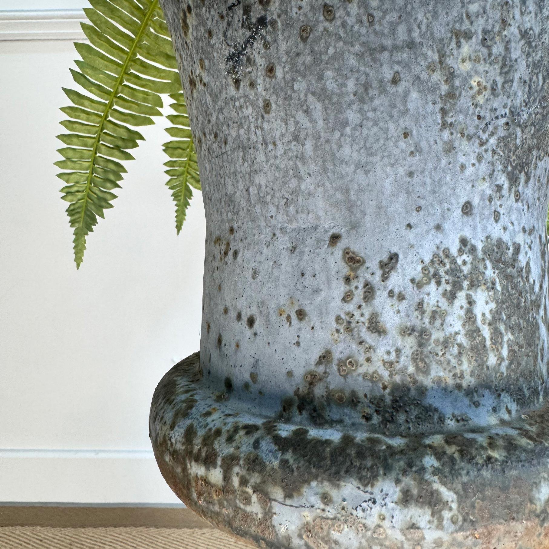 English Early 19th C Italian Cast Iron Campana Urn on Plinth