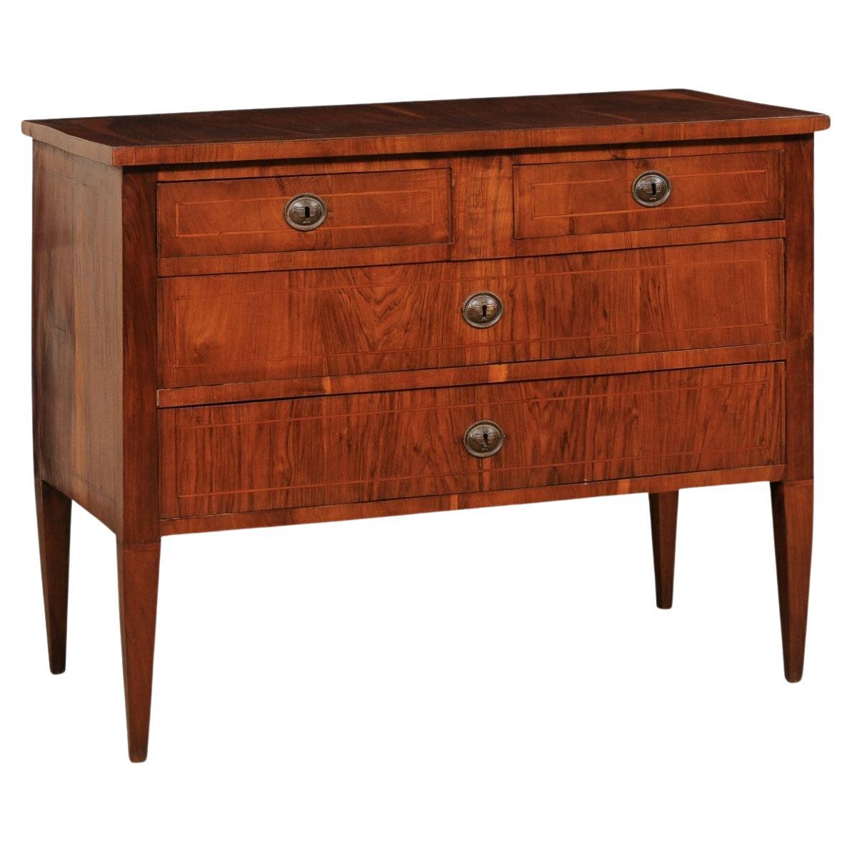 Early 19th C. Italian Chest of Drawers w/Inlay Banding, Designed w/Clean Lines For Sale