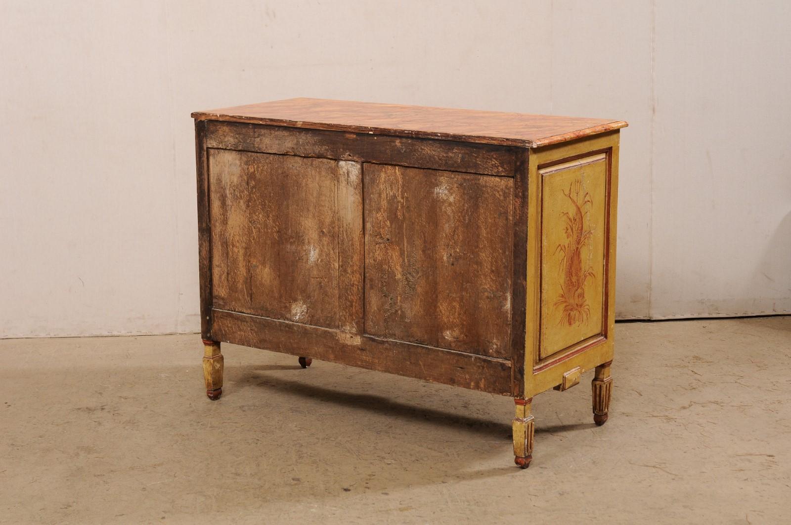 Early 19th C. Italian Chest W/Original Painted Faux-Marble & Underwater Scenery For Sale 3