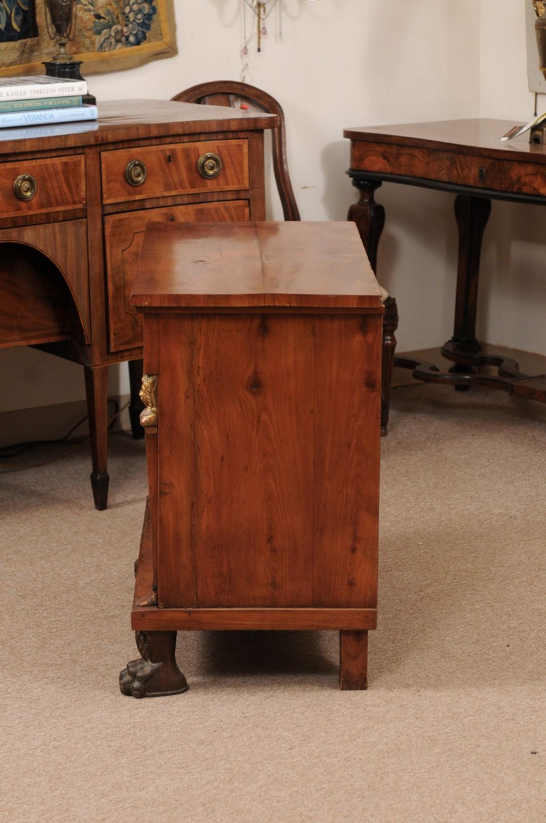 Early 19th C Italian Empire Petite Commode in Fruitwood with 3 Drawers For Sale 7