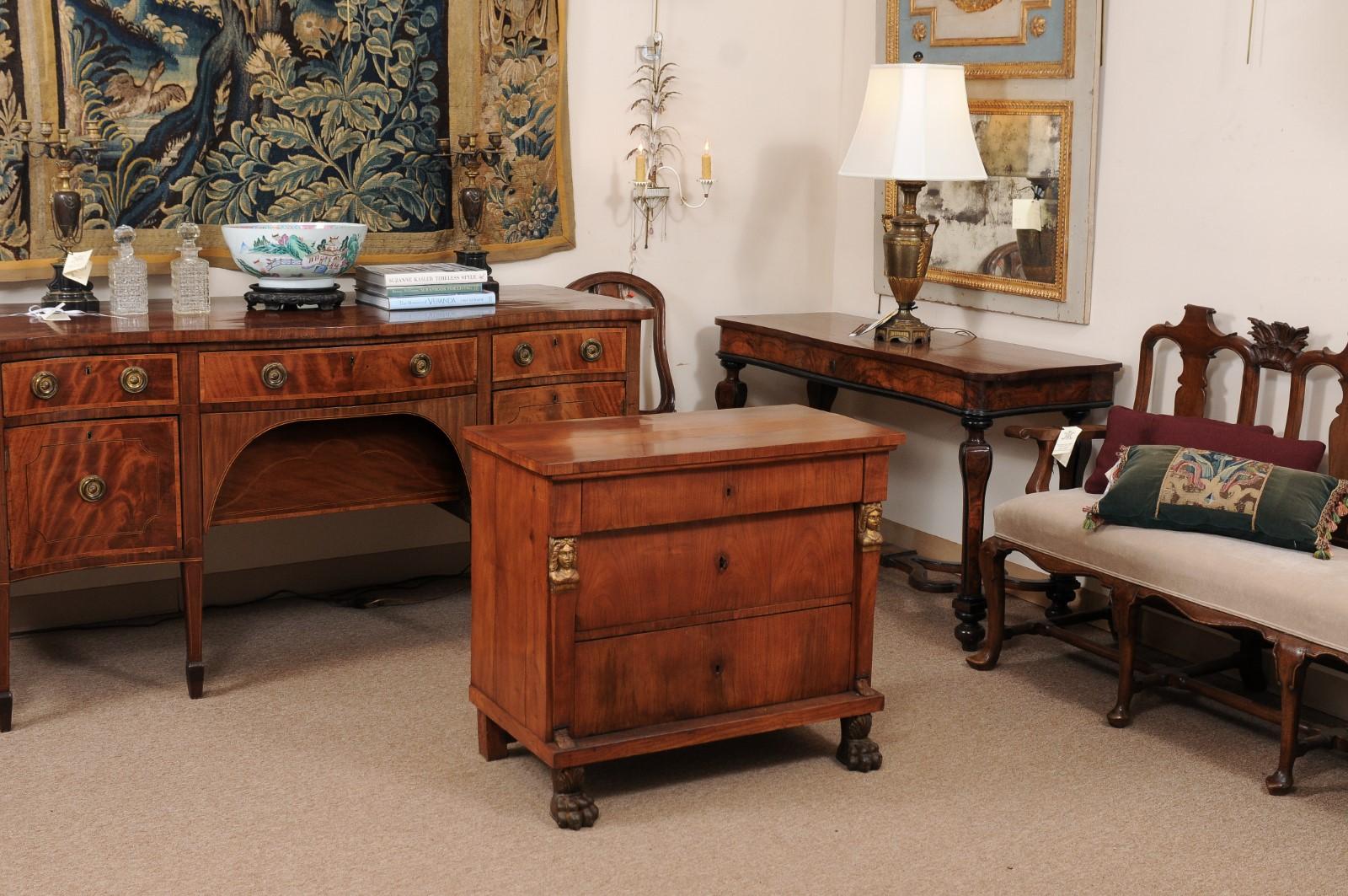 Early 19th C Italian Empire Petite Commode in Fruitwood with 3 Drawers In Good Condition For Sale In Atlanta, GA