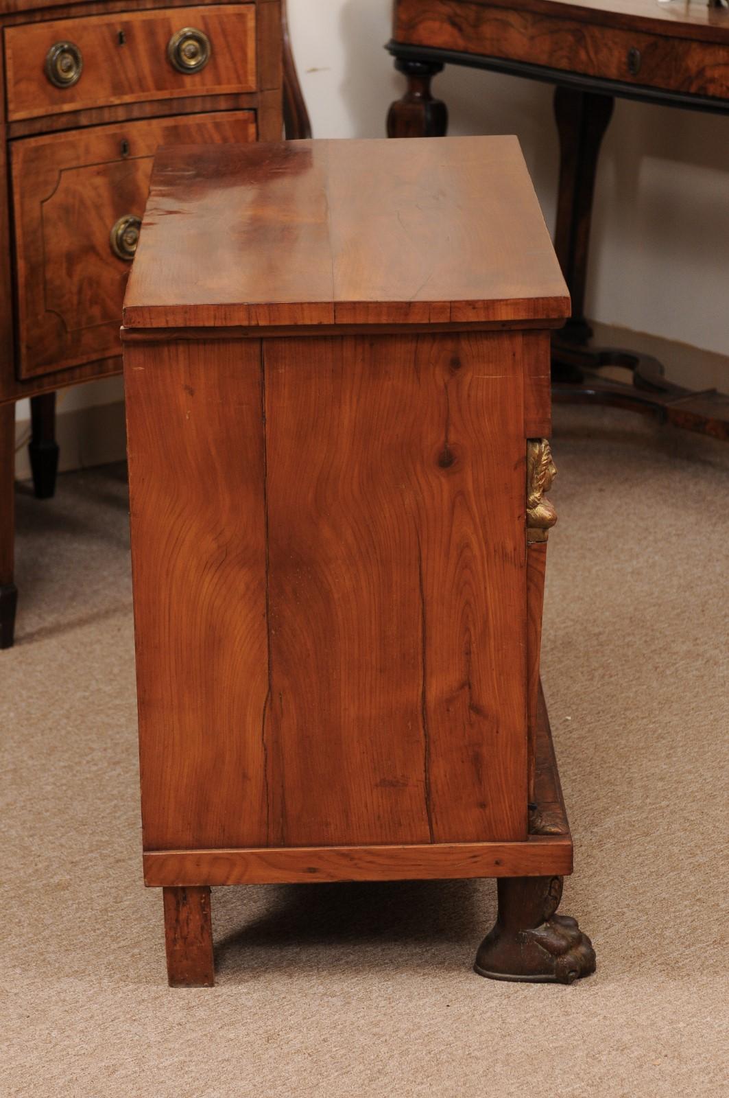 Early 19th C Italian Empire Petite Commode in Fruitwood with 3 Drawers For Sale 4