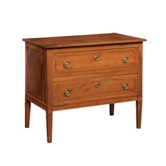 Early 19th C. Italian Neoclassical Two Drawer Chest w/Brass Hardware