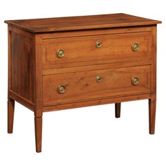 Early 19th C. Italian Neoclassical Two Drawer Chest w/Brass Hardware
