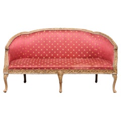 Antique Early 19th C. Italian Upholstered Sofa w/Garland Carved Trim Accents