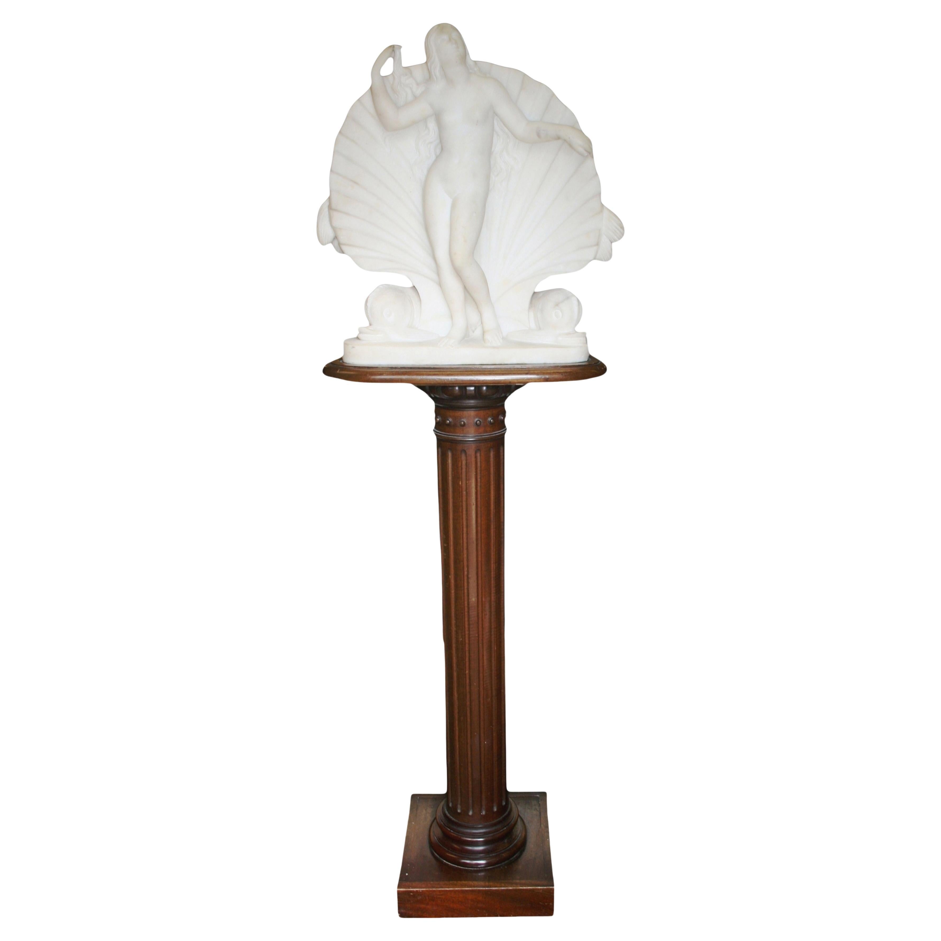 Early 19th c. Marble Sculpture of Venus on Mahogany Pedestal For Sale
