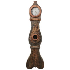 Early 19th Century Northern Swedish Grandfather Clock with Scraped Teal Finish
