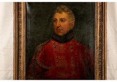 Early 19th C. Oil on Canvas, Portrait of a British Officer in a Red Uniform