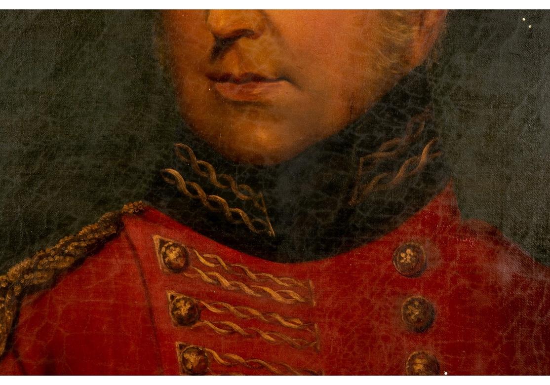 19th Century Early 19th C. Oil on Canvas, Portrait of a British Officer in a Red Uniform
