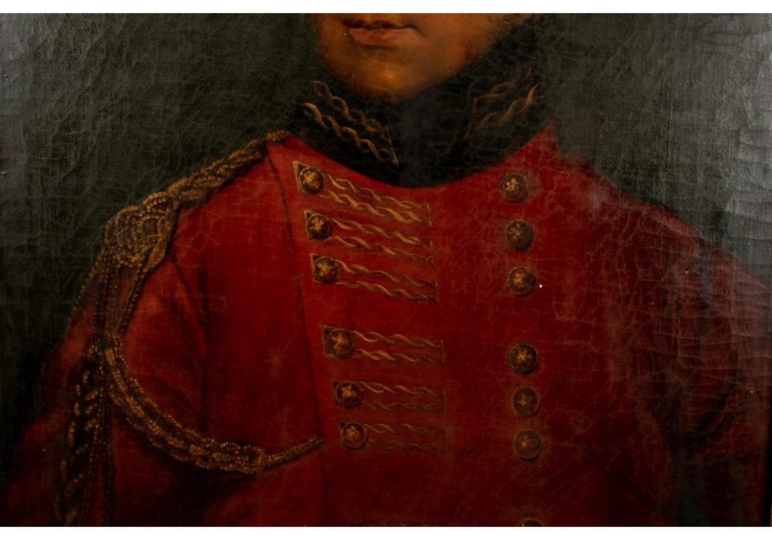 Early 19th C. Oil on Canvas, Portrait of a British Officer in a Red Uniform 1