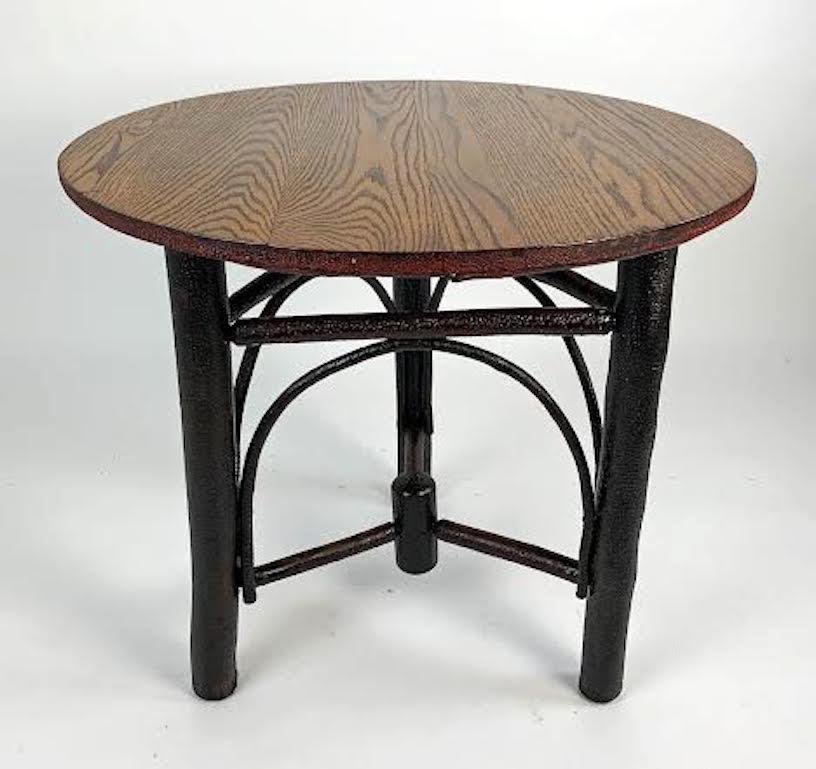 Adirondack Early 19th C Old Hickory Lamp Table Dated/Signed 1910 Old Hickory Chair Company