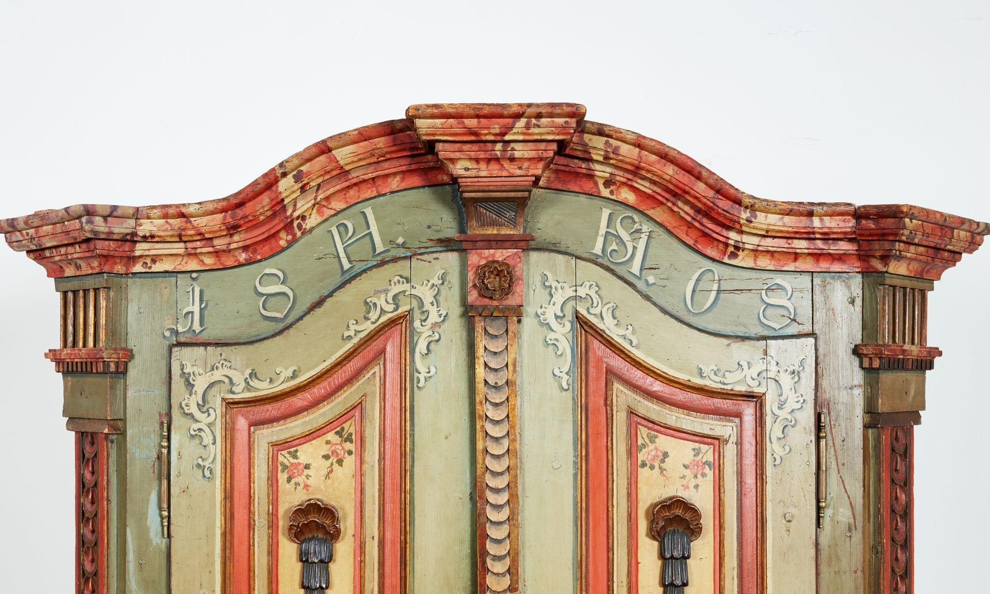 XIXe siècle Début du 19e siècle Armoire baroque peinte en vente